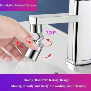 YUYIVEN 720 Degree Swivel Kitchen Sink Faucet Aerator, Dual Function Filter Faucet Head, 720 Rotating Faucet Extender for Bathroom, Flexible Faucet Sprayer Attachment