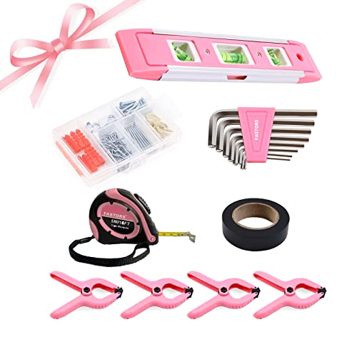 FASTORS Pink Tool Set,218-Piece Tools with Pink Tool Kit for Women Home Improvement,The Tool Set with 13-Inch Wide Mouth Open Storage Tool Bag,Can As a Great Gift for Women