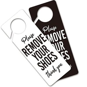 funny please remove your shoes door hanger sign, 2 pack(double sided) please do not disturb, funny office decoration, ideal for offices, spa treatment, hotels or during therapy, counseling sessions