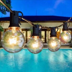 outdoor string lights 25ft g40 globe outdoor lights with 27edison glass bulbs 2spare connectable hanging light for backyard balcony cafe party home decor,patio lights waterproof for indoor and outdoor