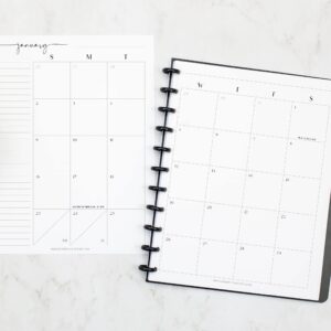 BetterNote 2024 HORIZONTAL Calendar Refill for Disc Notebook, Fits Levenger Circa, Staples Arc Jr, TUL Office Depot, Happy Planner, InkWell Press, MAMBI, NOTIQ (Modern, 11-Disc, 8.5"x11")