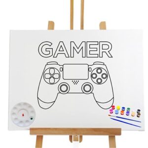 essenburg pre drawn canvas gamer paint kit | adult & teen sip and paint party favor | diy date night couple activity (s 8x10 canvas only)