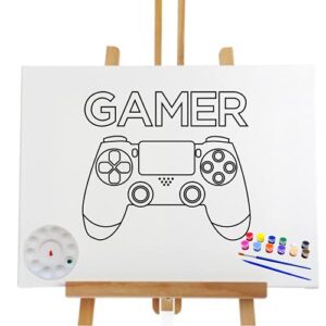 Essenburg Pre Drawn Canvas Gamer Paint Kit | Adult & Teen Sip and Paint Party Favor | DIY Date Night Couple Activity (S 8x10 CANVAS ONLY)