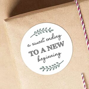a sweet ending to a new beginning stickers, wedding favor sticker labels-120pcs