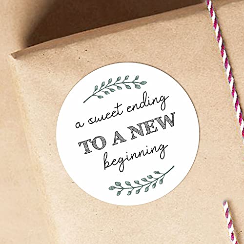 A Sweet Ending to a New Beginning Stickers, Wedding Favor Sticker Labels-120PCS