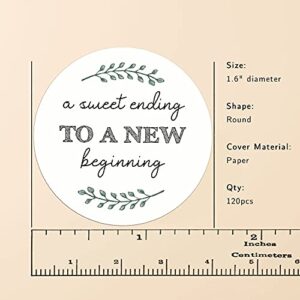 A Sweet Ending to a New Beginning Stickers, Wedding Favor Sticker Labels-120PCS