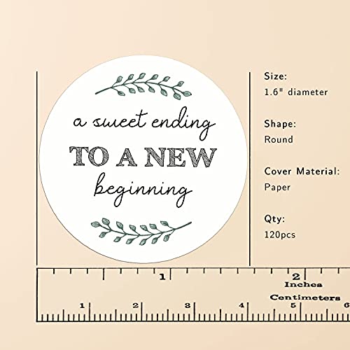 A Sweet Ending to a New Beginning Stickers, Wedding Favor Sticker Labels-120PCS