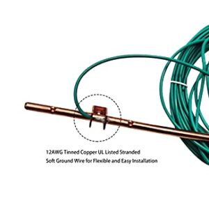 4'Ground Rod-with 15ft 12 AWG Ground Wire Tinned Copper UL Listed- for Electric Fences,Antennas,Satellite Dishes,Instruments,Generator Grounding Earthing