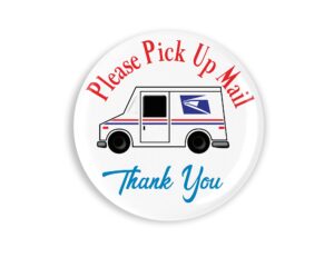 cute us mail truck outgoing mail magnet please pick up mailbox magnet 2.25 inch round
