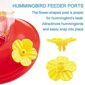 wanguan 24 PCS Hummingbird Feeders Replacement Flowers with Cleaning Brush, Decorative Flower for Hummingbird Feeder, Red and Yellow Hummingbird Feeder Parts