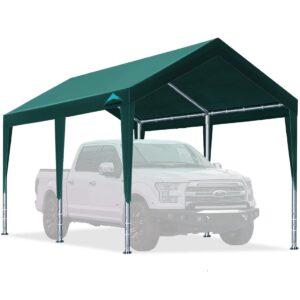 advance outdoor 10x20 ft carport with adjustable height from 9.5 ft to 11 ft, heavy duty car canopy garage party tent boat shelter, green