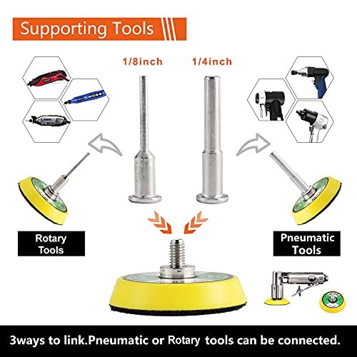 Tshya 240pcs 2inch Sanding Discs Pad Variety Kit for Drill Grinder Rotary Tools Attachment with 2Pcs 1/8"&1/4" Shank Backer Plate, Sanding Pads Includes 80-3000 Grit