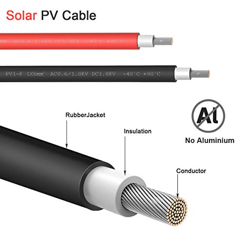 BEAYFILY 10AWG Solar Extension Cable Wire,Solar Panel Adaptor Cable with Male and Female Weatherproof Connector (10 Ft)