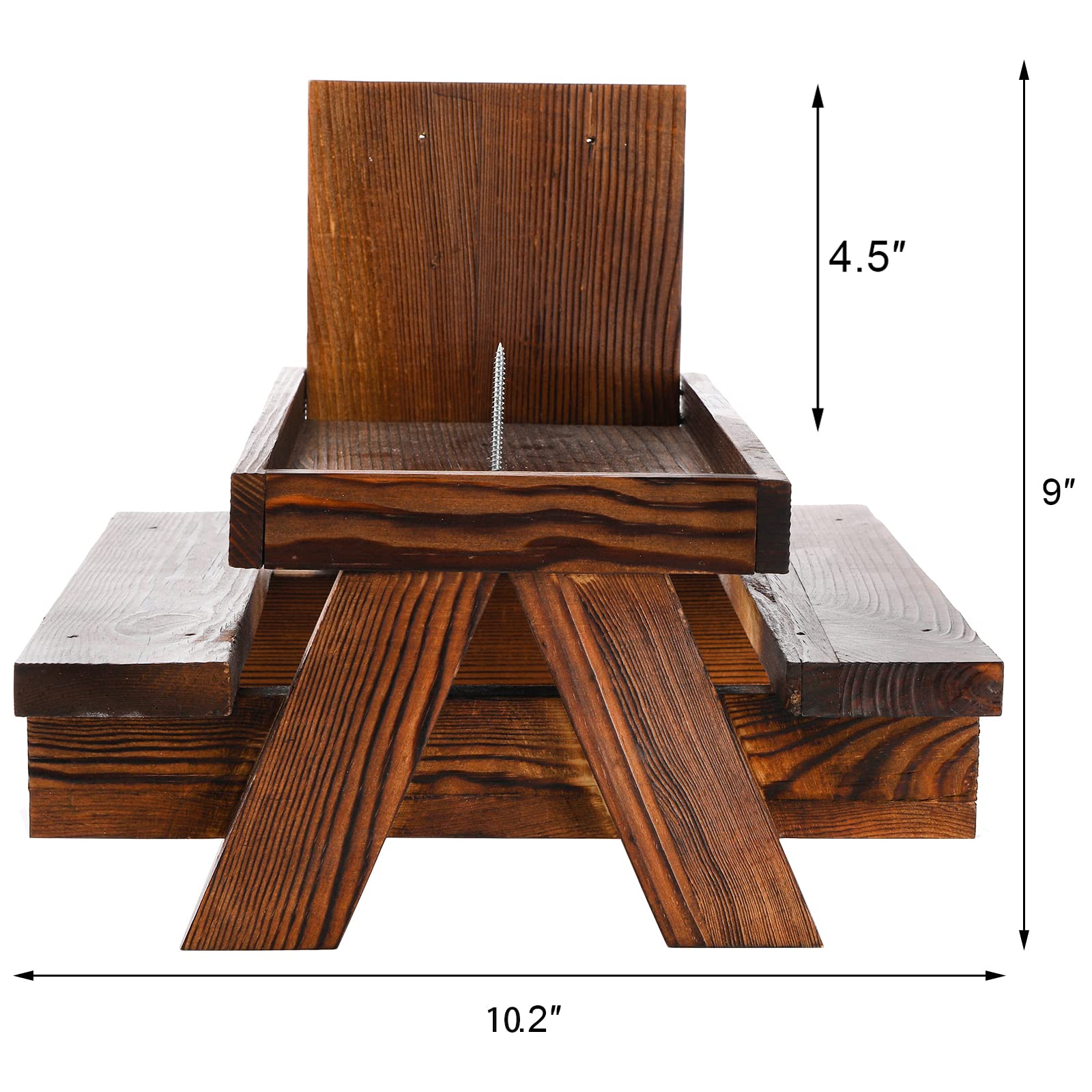 YOUEON Wooden Squirrel Feeder with Corn Holder, Squirrel Picnic Table Feeder with Bench and Plank Squirrel Feeder Table Stable Squirrel Feeders for Outside, Garden, Yard, Holding Nuts, Fruits, Berries