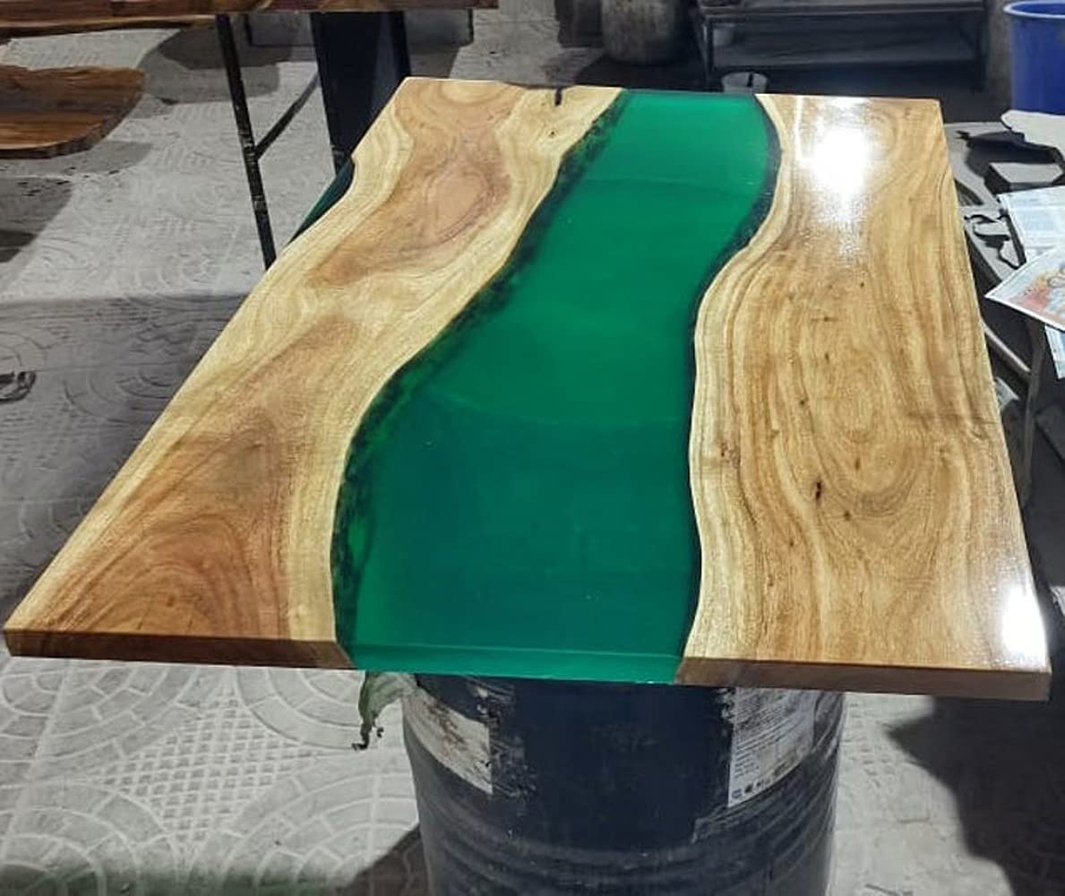 Epoxy Table, Live Edge Wooden Table, Epoxy Resin River Table, Natural Wood,Dining table, Natural Epoxy Table, Resin Table 42x24 Inch