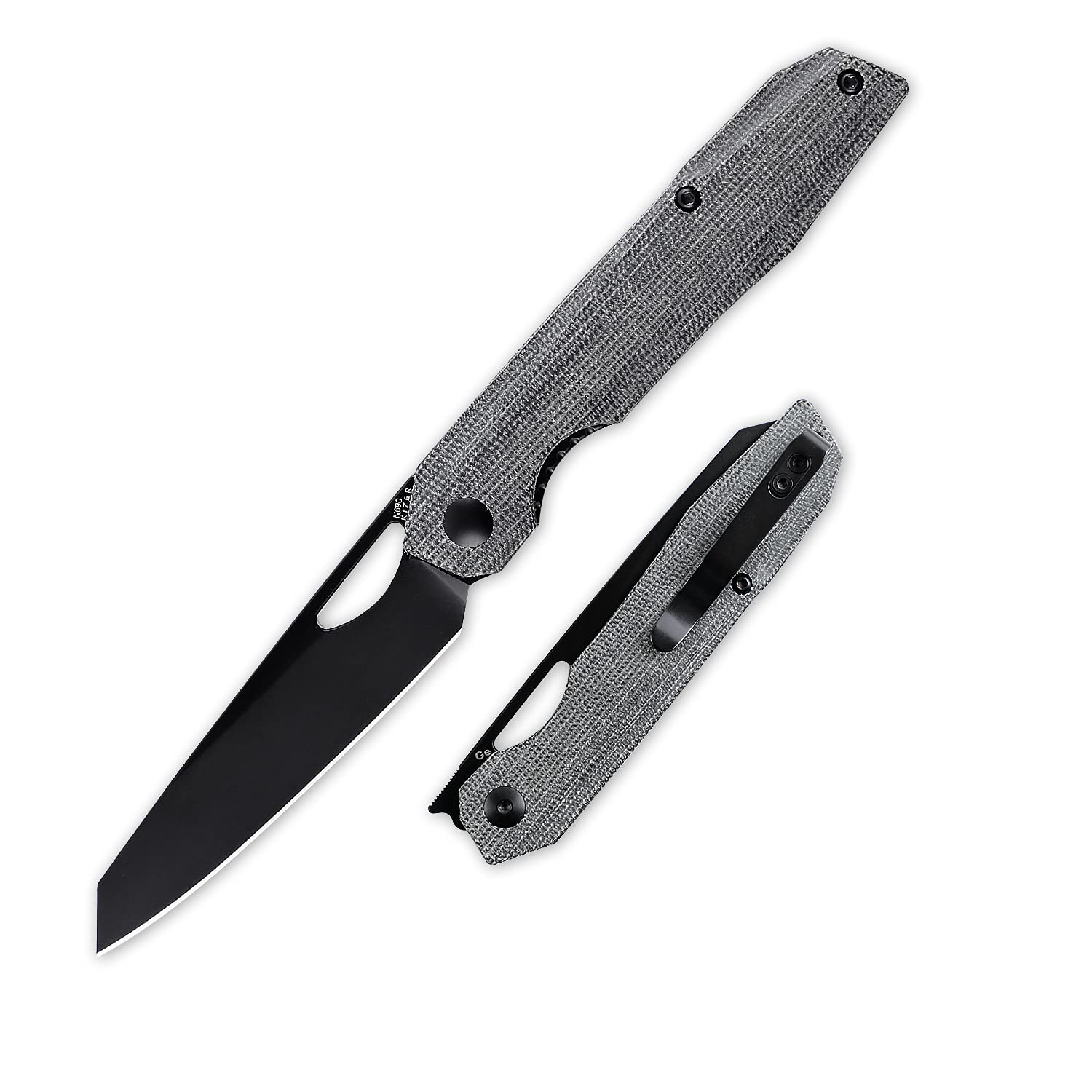 Kizer Genie EDC Knife, Black N690 Steel Reverse Tanto Blade, Black Micarta Folding Knife, V4545E1