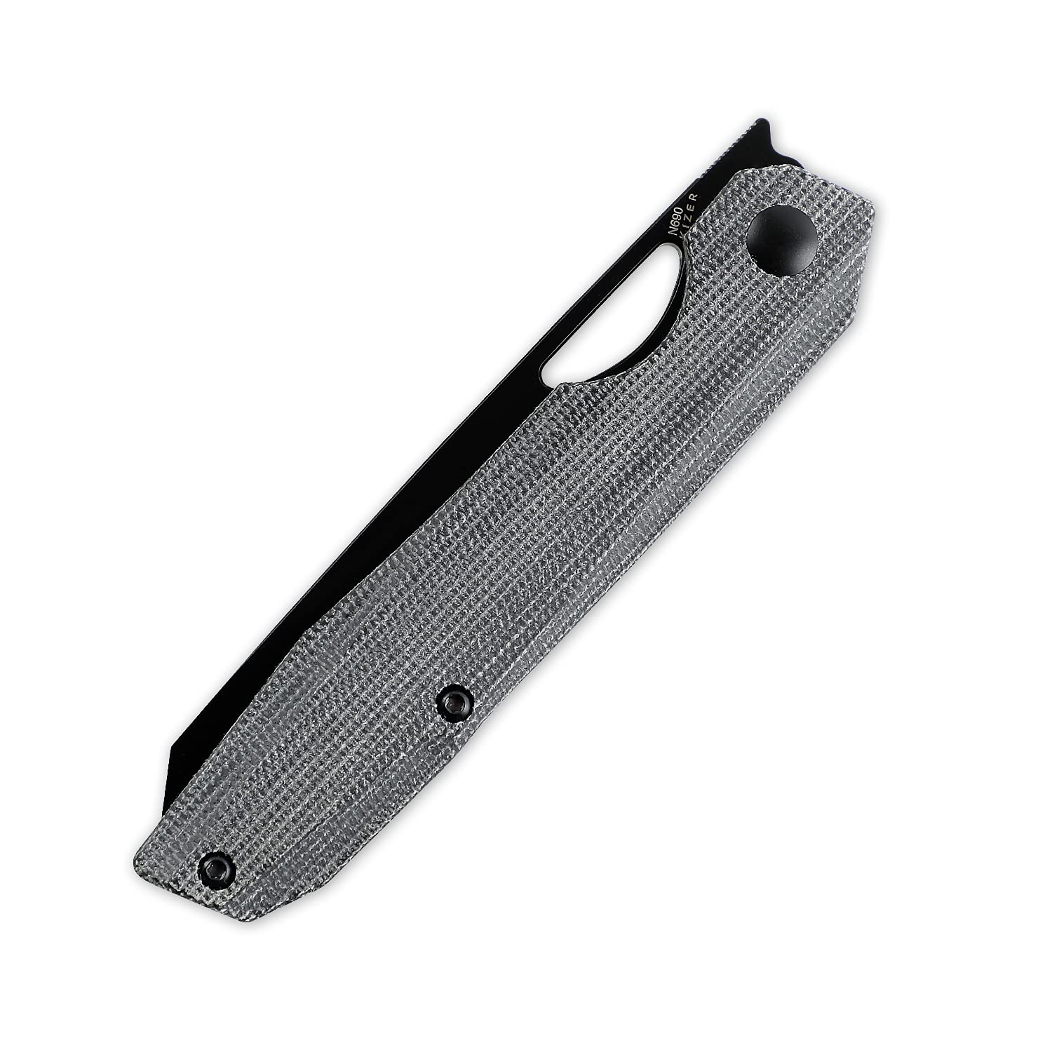 Kizer Genie EDC Knife, Black N690 Steel Reverse Tanto Blade, Black Micarta Folding Knife, V4545E1