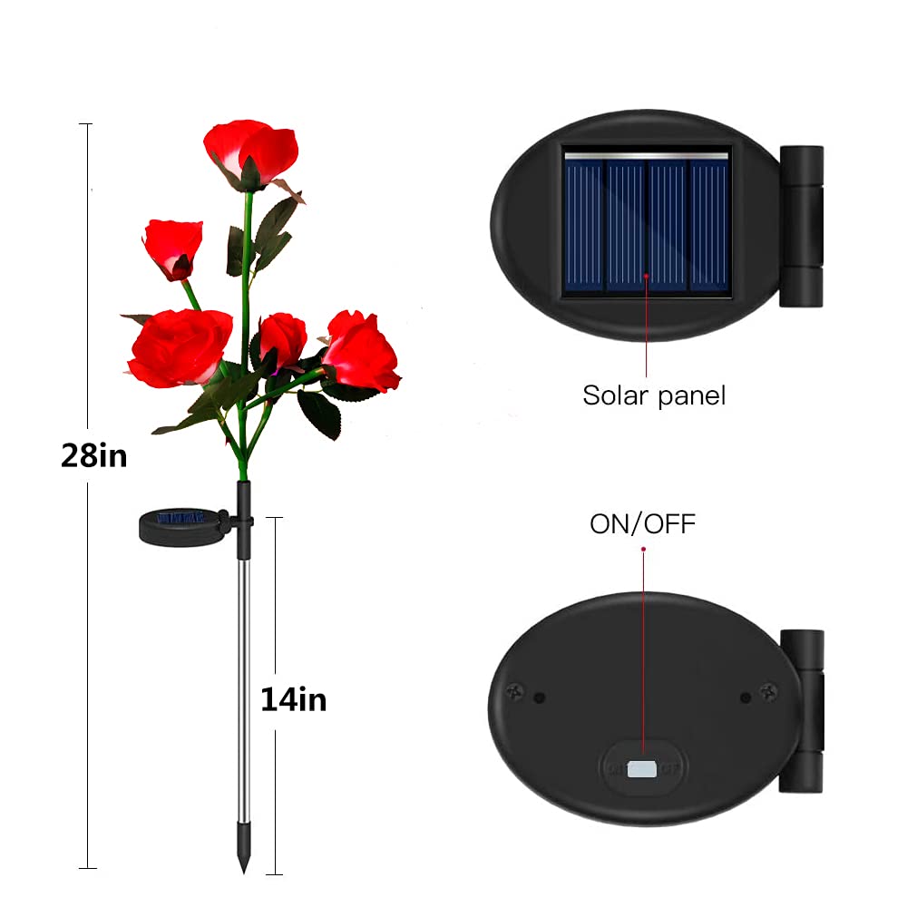 yeuago Solar Garden Llights - Flowers Roses Lights Outdoor Garden Decorative, 20 Roses Waterproof 7 Color Changing Rose Lights for Garden Yard Party Christmas Gifts Mother's Day Gifts(4 Packs)