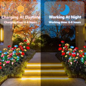 yeuago Solar Garden Llights - Flowers Roses Lights Outdoor Garden Decorative, 20 Roses Waterproof 7 Color Changing Rose Lights for Garden Yard Party Christmas Gifts Mother's Day Gifts(4 Packs)