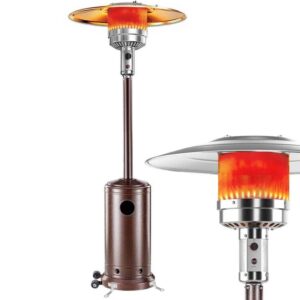 ziothum 48000 btu outdoor heaters for patio propane, outdoor heaters for a 15-foot diameter heat range, propane heaters outdoor with simple ignition system, wheels, party, brown