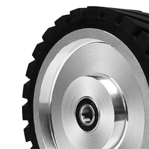 8x2 Inch Serrated Rubber Contact Wheel, Belt Grinder Rubber Wheel 7R8 Bearing Belt Grinder Wheel for Belt Machine Polishing Machine