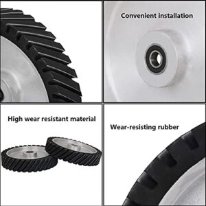 8x2 Inch Serrated Rubber Contact Wheel, Belt Grinder Rubber Wheel 7R8 Bearing Belt Grinder Wheel for Belt Machine Polishing Machine