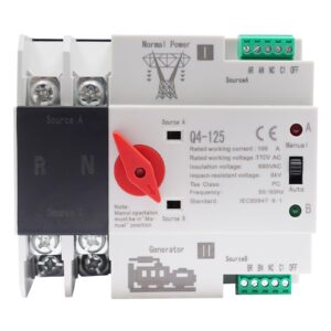 Mini 2P 100A 110V Dual Power Automatic Transfer Switch Generator Changeover Switch Tools Dual Power Switch Din Rail Type ATS 63A