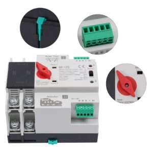 Mini 2P 100A 110V Dual Power Automatic Transfer Switch Generator Changeover Switch Tools Dual Power Switch Din Rail Type ATS 63A