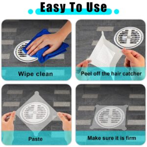 5.7 Inch Disposable Hair Catcher Shower Drain Hair Catcher Mesh Stickers Drain Cover Square Hair Drain Cover Bathtub Stopper with 5 mm Holes for Bathroom Kitchen Sink Mesh Filter (50)