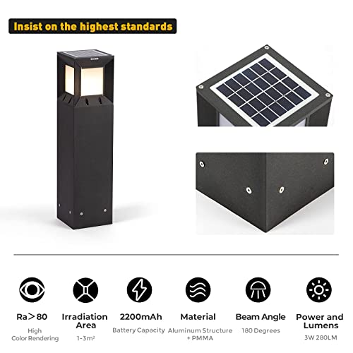 Linkmoon Solar Landscape Path Light with IP54 Waterproof Luxury 3000K LED Lighting, 32 Inches Modern Outdoor Bollard Lighting for Lawn, Patio, Courtyard and Driveway Decoration