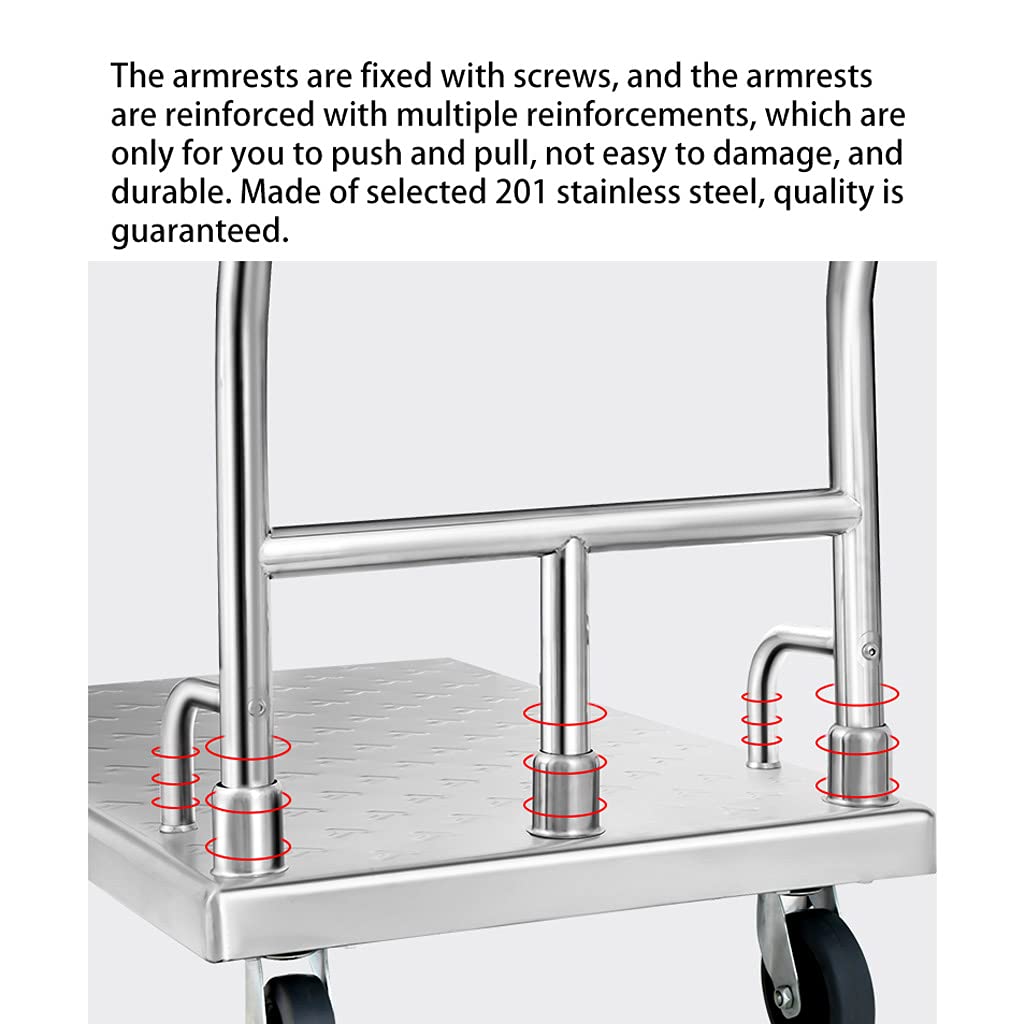 SHIJIANX Moving Platform Hand Truck, Foldable for Easy Storage and 360 Degree Swivel Wheels,Stainless Steel Trolley Flatbed