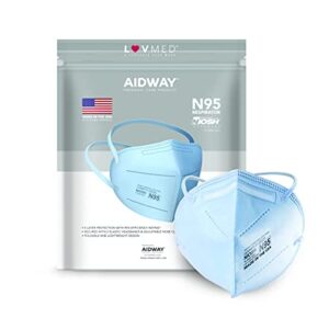 Aidway N95 Respirator - Made in USA - Protection from Dust & Airborne Contaminants - Disposable - 10 Count - Blue