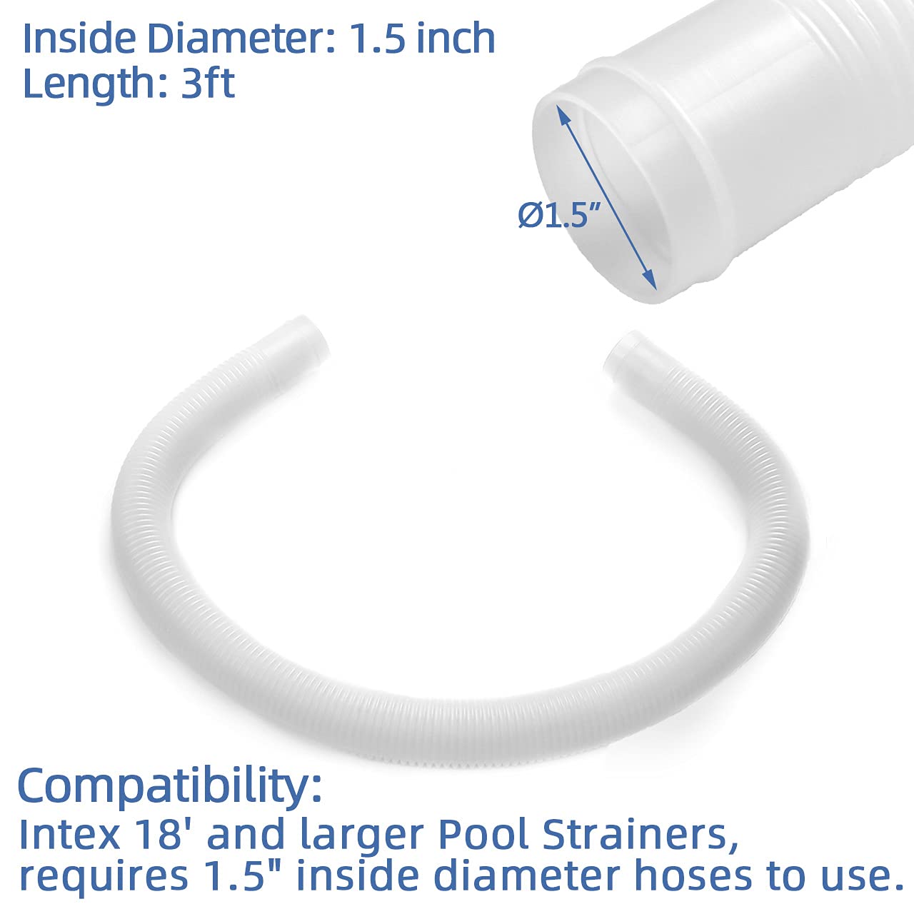 1.5 inch x 3ft Pool Skimmer Hose Replacement for Intex Above Ground Pool Skimmer Pump Transfer Hose Part # 10531 25016