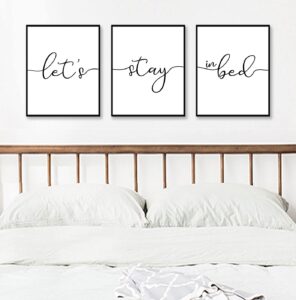 let's stay in bed quote prints minimalist wall decor bedroom wall art above bed art prints bedroom decor set of 3 unframed 11x14inch