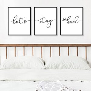 Let's Stay In Bed Quote Prints Minimalist Wall Decor Bedroom Wall Art Above Bed Art Prints Bedroom Decor Set of 3 UNFRAMED 11X14INCH