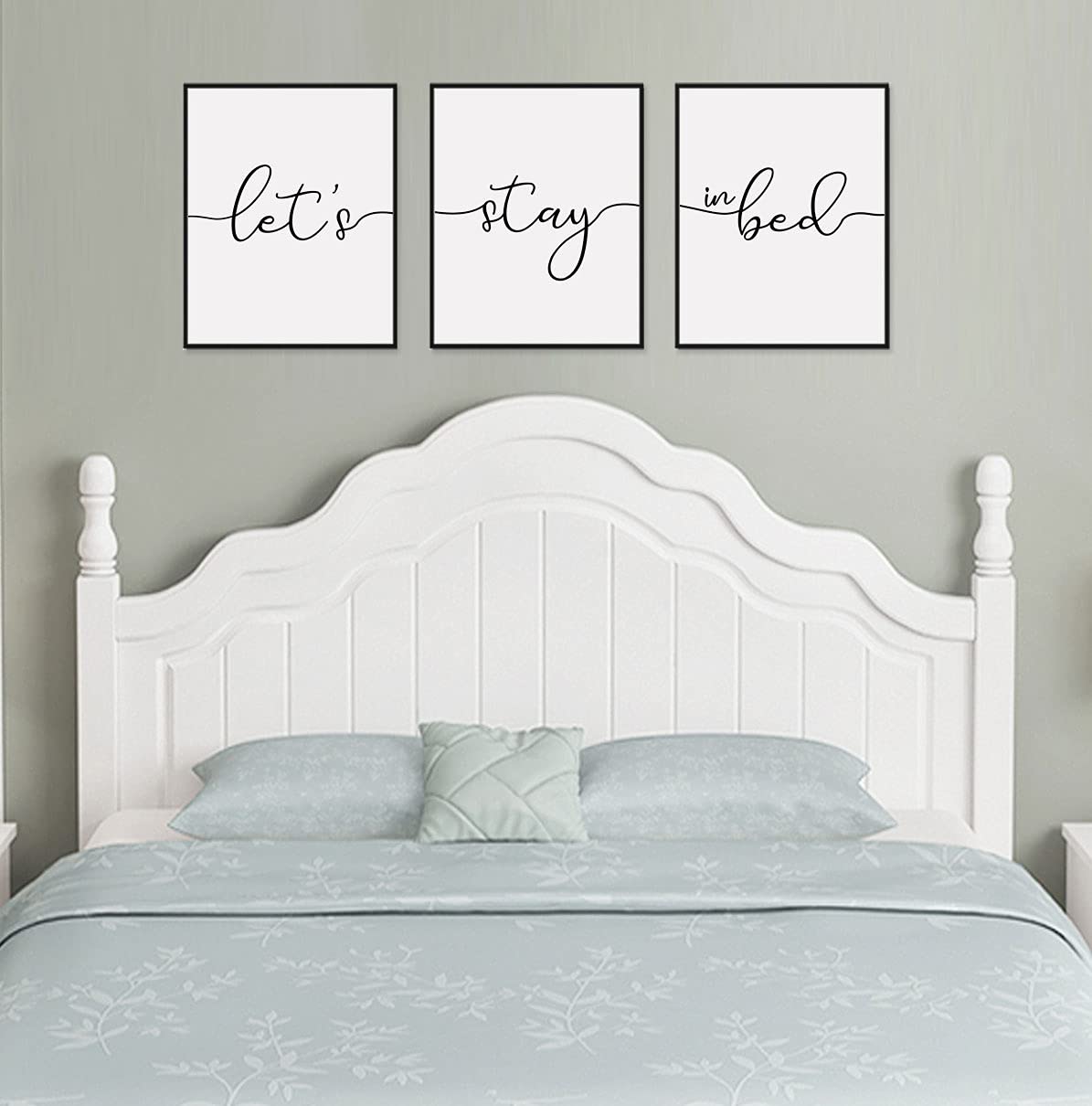 Let's Stay In Bed Quote Prints Minimalist Wall Decor Bedroom Wall Art Above Bed Art Prints Bedroom Decor Set of 3 UNFRAMED 11X14INCH