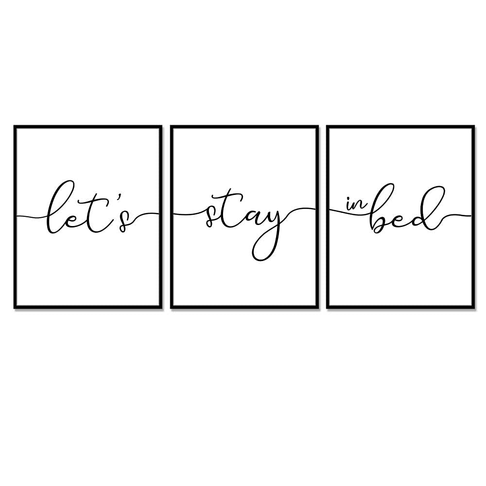 Let's Stay In Bed Quote Prints Minimalist Wall Decor Bedroom Wall Art Above Bed Art Prints Bedroom Decor Set of 3 UNFRAMED 11X14INCH