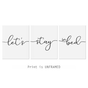 Let's Stay In Bed Quote Prints Minimalist Wall Decor Bedroom Wall Art Above Bed Art Prints Bedroom Decor Set of 3 UNFRAMED 11X14INCH