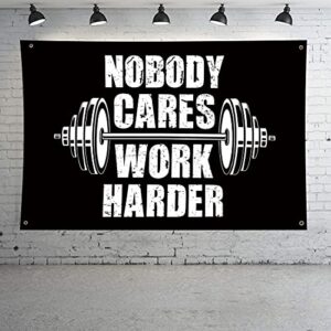 nobody cares work harder flag banner, 3x5 ft fade resistant garden flag for yard parade house party home outdoor and indoor decor (nobody)