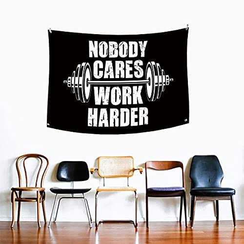 Nobody Cares Work Harder Flag Banner, 3x5 ft Fade Resistant Garden Flag for Yard Parade House Party Home Outdoor and Indoor Decor (Nobody)