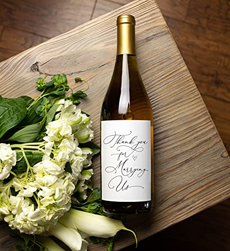 Thank You For Marrying Us Wedding Wine Label, Bride and Groom Celebrant Gift, Officiant Wine Sticker Personalised Gift Friend