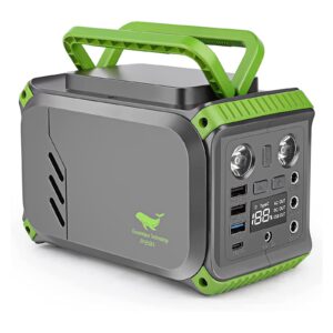 200w portable power station 150wh/40000mah solar generator lithium battery power 110v ac (peak 400w), dc, usb qc3.0, led flashlights laptop power bank for cpap home camping trip hunting emergency