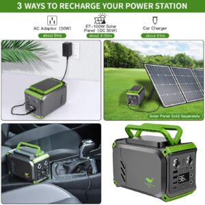 200W Portable Power Station 150Wh/40000mAh Solar Generator Lithium Battery Power 110V AC (Peak 400W), DC, USB QC3.0, LED Flashlights Laptop Power Bank for CPAP Home Camping Trip Hunting Emergency