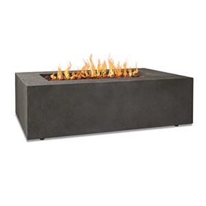 real flame baltic rectangle natural gas fire table, glacier gray
