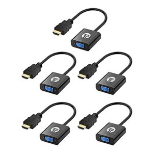 we love tec hdmi to vga (black) hdmi male to vga female adapter compatible with laptop, desktop, computer, pc, projector, hdt, monitor, chromebook and more, 5-pack