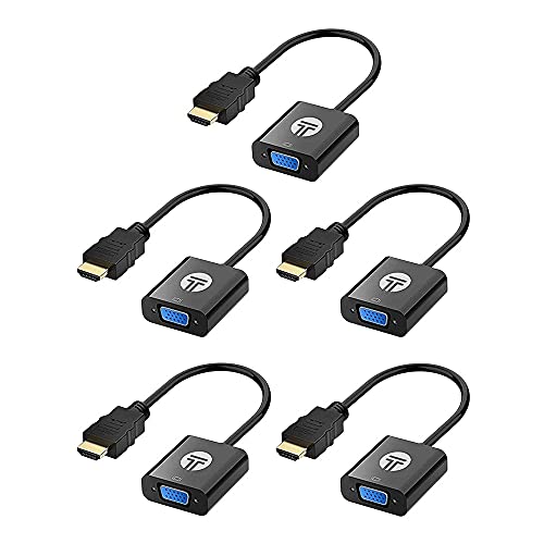 WE LOVE TEC HDMI to VGA (Black) HDMI Male to VGA Female Adapter Compatible with Laptop, Desktop, Computer, PC, Projector, HDT, Monitor, Chromebook and More, 5-Pack