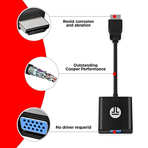 WE LOVE TEC HDMI to VGA (Black) HDMI Male to VGA Female Adapter Compatible with Laptop, Desktop, Computer, PC, Projector, HDT, Monitor, Chromebook and More, 5-Pack