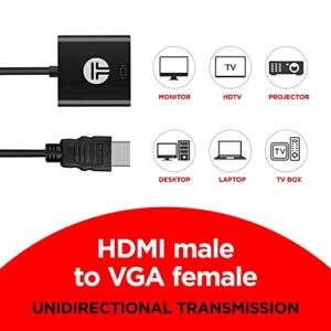 WE LOVE TEC HDMI to VGA (Black) HDMI Male to VGA Female Adapter Compatible with Laptop, Desktop, Computer, PC, Projector, HDT, Monitor, Chromebook and More, 5-Pack