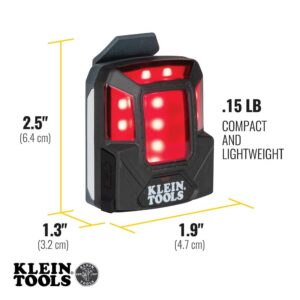 Klein Tools 56063 Rechargeable Safety Light with Magnet, Red, Mounts to Klein Hard Hats and Safety Helmets