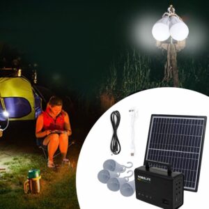 Solar Generator Lighting System, Portable Solar Panel Kit Solar Power Generator Lighting Kit Emergency Power Supplies for Home & Outdoor Camping, AC 110-220V, 4 LED Bulbs